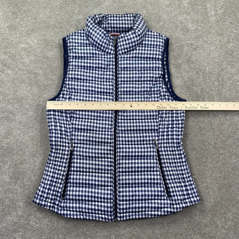 Tommy Hilfiger Women's Gingham Lightweight Packable Vest Size M Blue‎ White - Picture 6 of 8